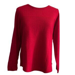 Croft & Barrow Womens Red Textured Knit Long Sleeve Pullover Sweater Size M